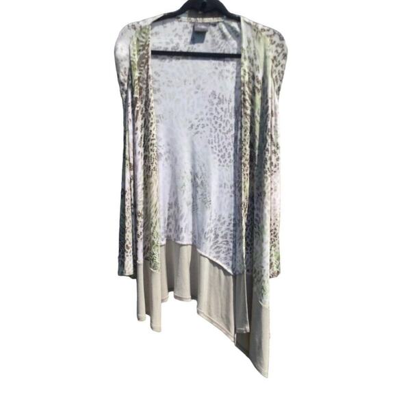 Chicos Travelers Womens Open Cardigan XL Animal Print White Snake Vacation Work - Picture 1 of 8